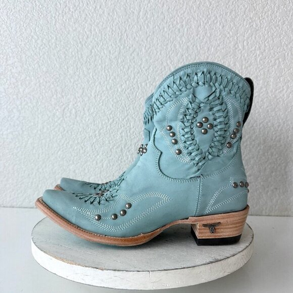 Lane COSSETTE Womens Cowboy Bootie 7.5 Blue Cowgirl Western Short Ankle Boots - Picture 4 of 11